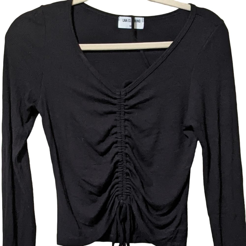 LNA clothing Ruched Rib knit Top small